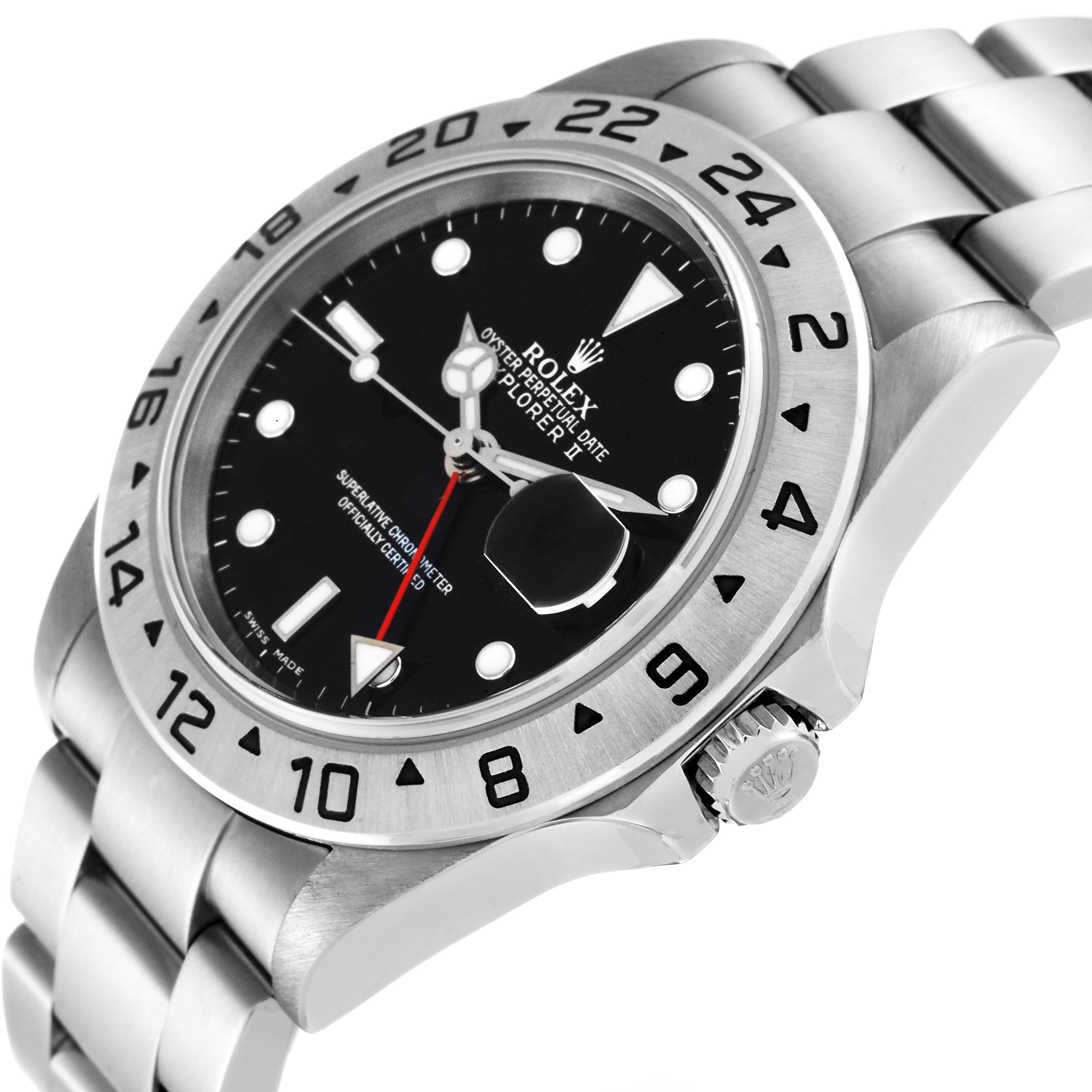 The image shows a side and angled view of the Rolex Explorer 16570 Men
s Stainless Steel Black Dial 16570 Men
s Stainless Steel Black Dial watch, highlighting its dial, bezel, and bracelet.