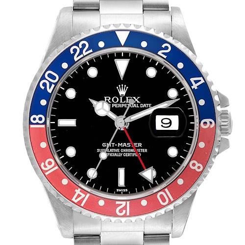 Photo of Rolex GMT Master 40mm Blue Red Pepsi Bezel Steel Mens Watch 16700 Papers