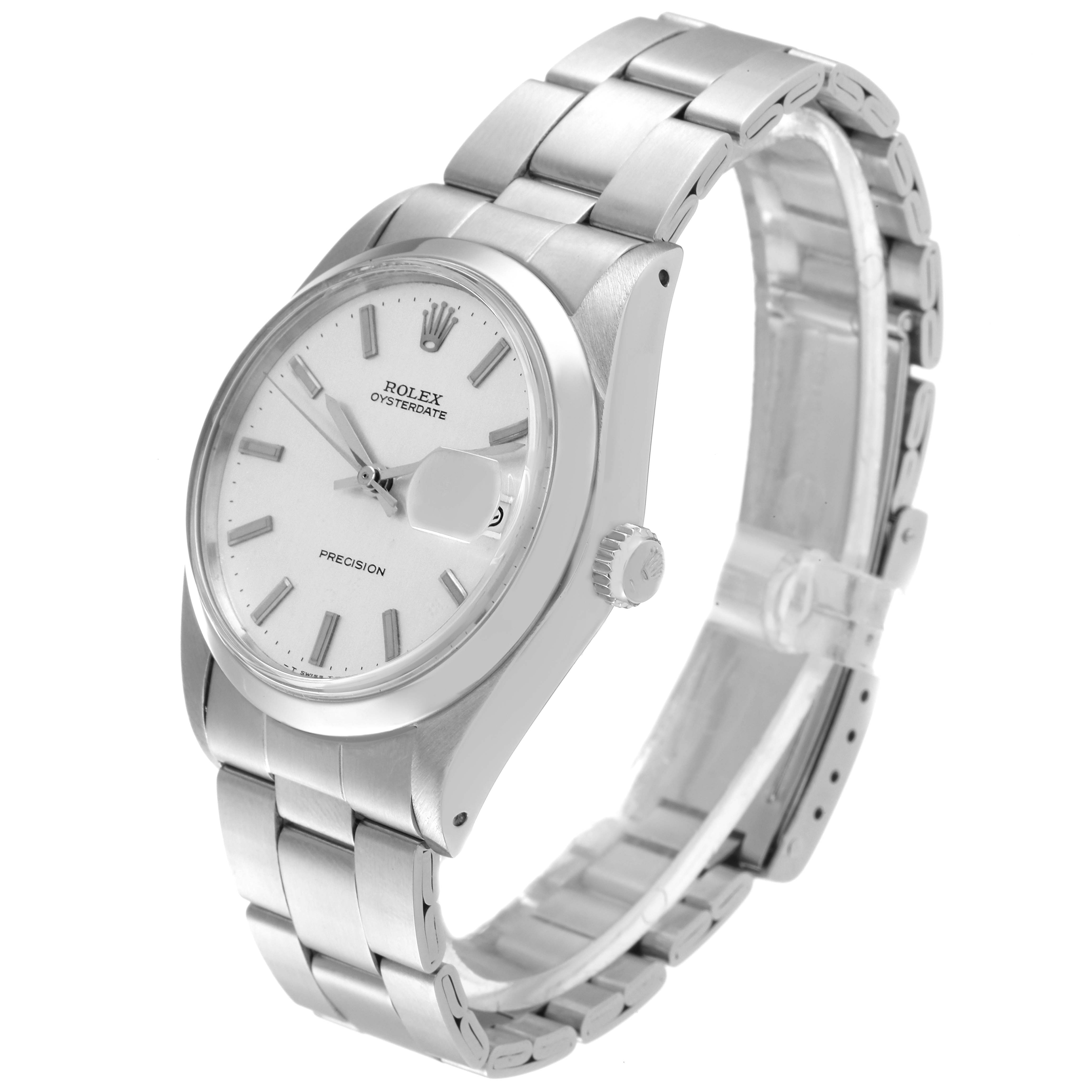 The image shows a Rolex Vintage Collection 6694 Men's Stainless Steel Silver Dial 6694 Men's Stainless Steel Silver Dial watch from a three-quarter angle, highlighting its face, bezel, crown, and bracelet.