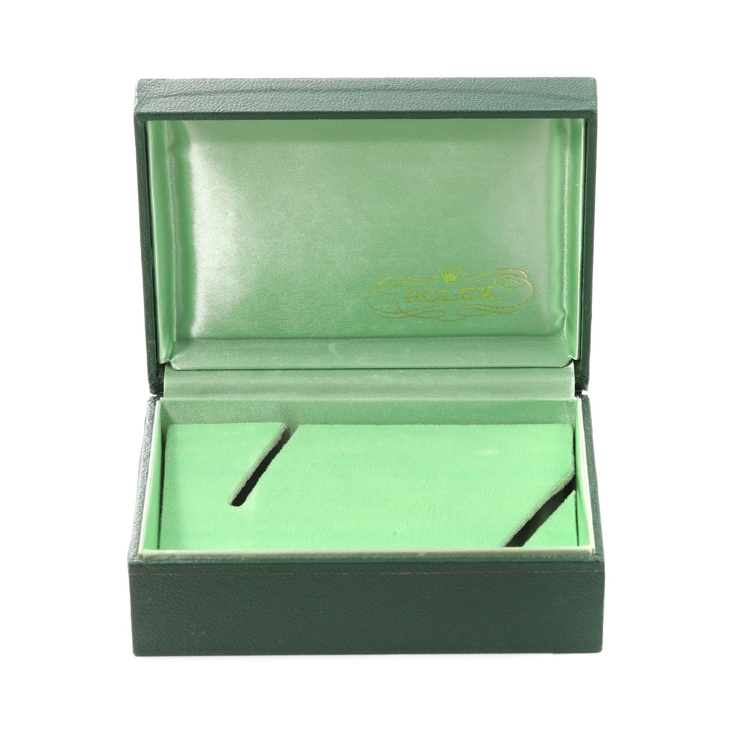 The image shows an open Vintage Collection Rolex watch box, showcasing its interior from a frontal angle.