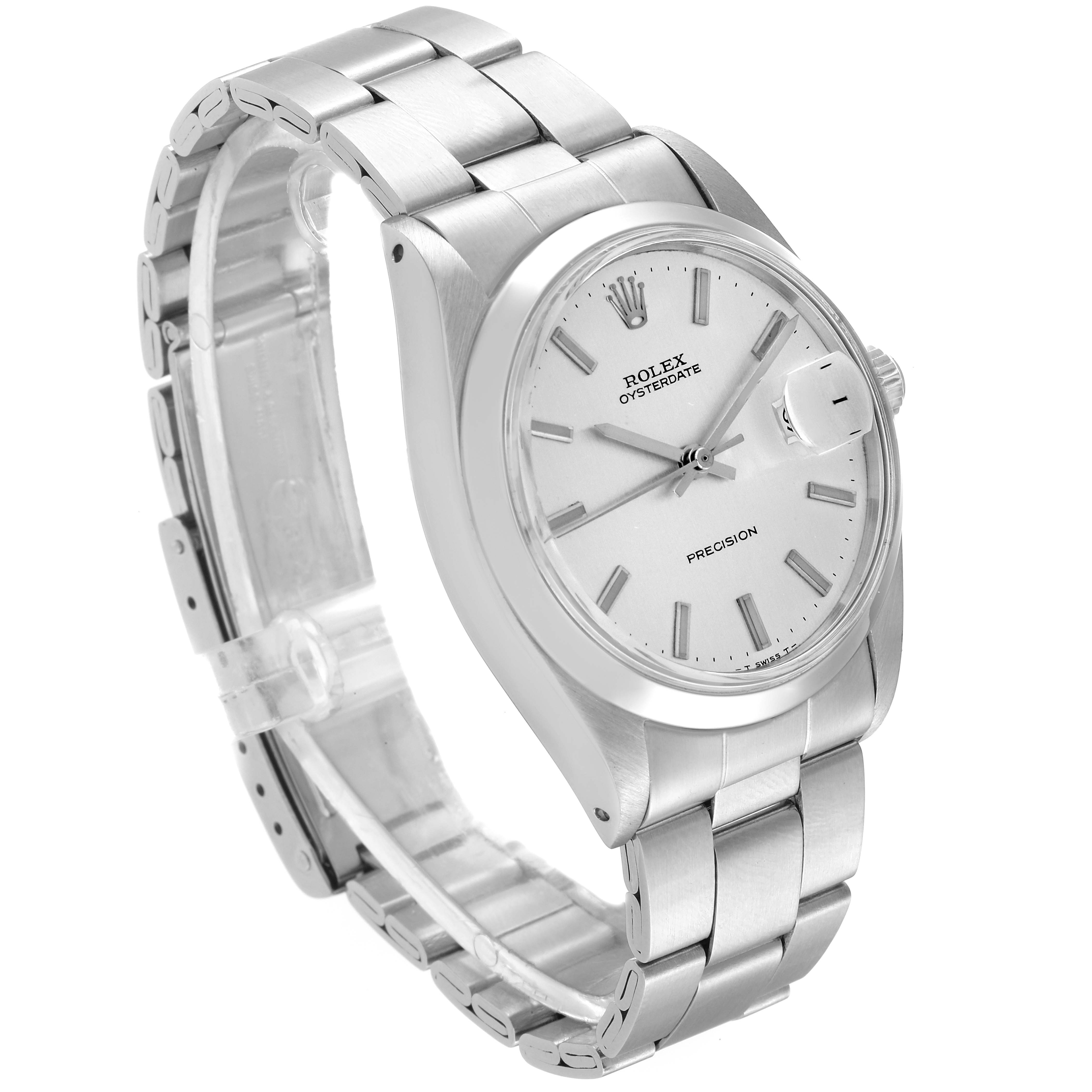 This image shows a Vintage Collection Rolex watch from a three-quarter angle, highlighting the face, bracelet, and crown.