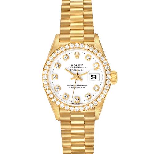 Photo of Rolex President Datejust Yellow Gold White Diamond Dial Watch 69138