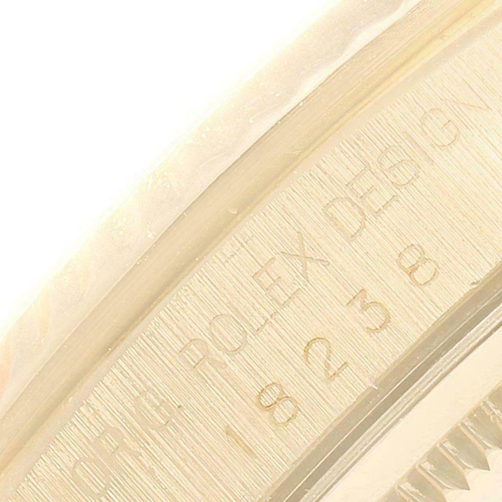 Close-up shot showing the engraved model number on the side of the Rolex President 18238 Men
s Yellow Gold Champagne Dial 18238 Men
s Yellow Gold Champagne Dial watch case.