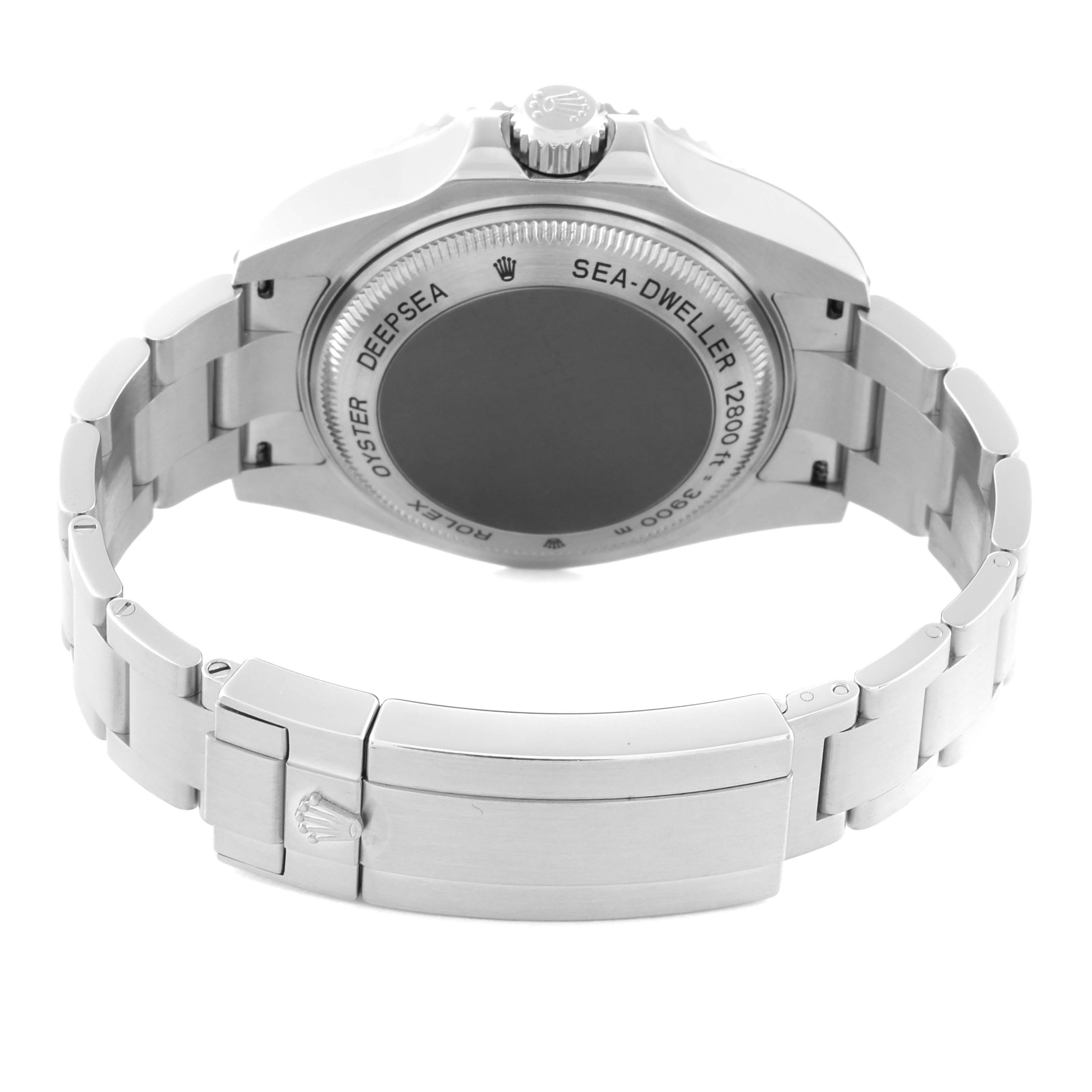 The image shows the backside and bracelet of the Rolex Sea-Dweller 116660 Men
s Stainless Steel Black Dial 116660 Men
s Stainless Steel Black Dial watch, featuring the case back and the clasp.