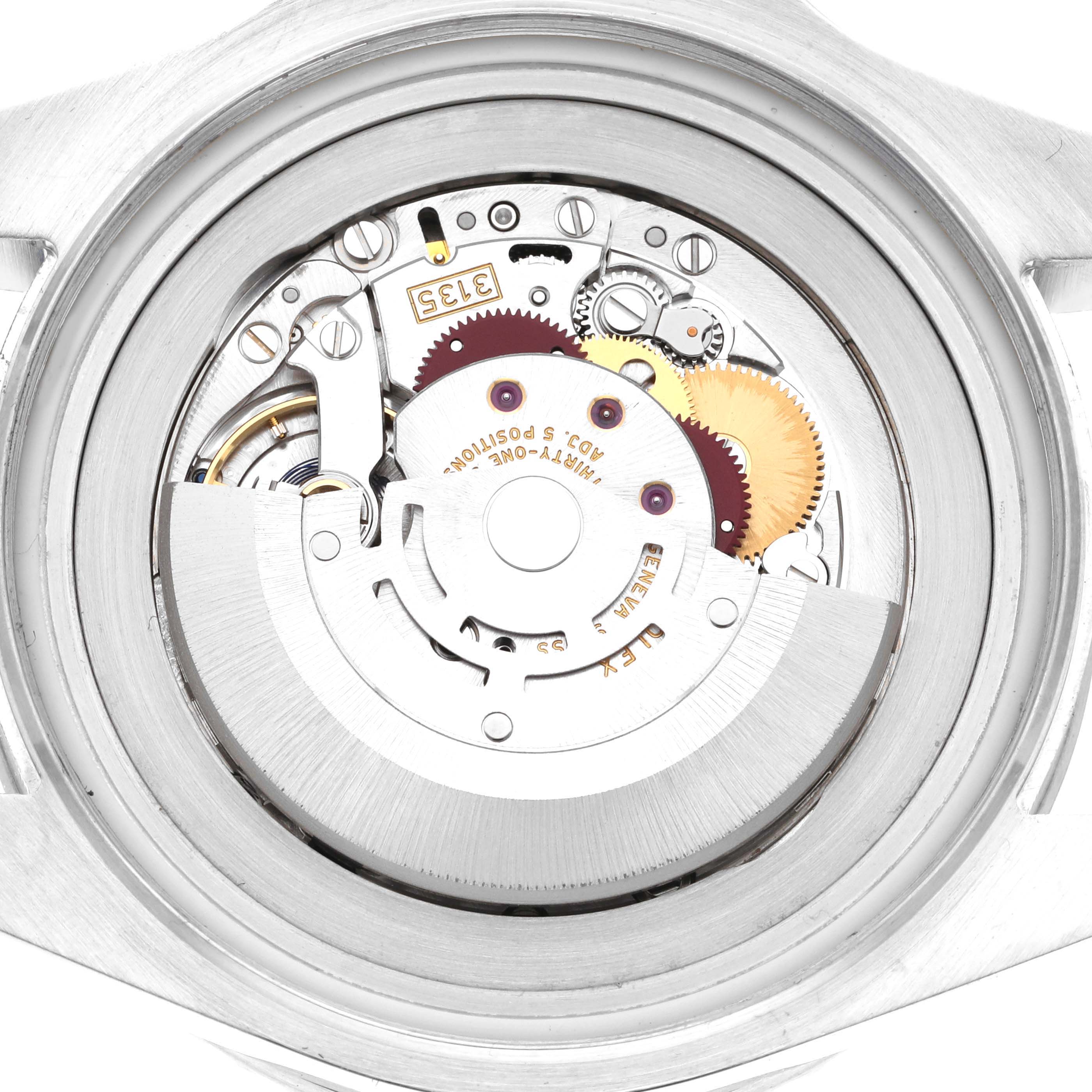 This image shows the internal movement mechanism of the Rolex Sea-Dweller 116660 Men
s Stainless Steel Black Dial 116660 Men
s Stainless Steel Black Dial watch at a close-up angle.