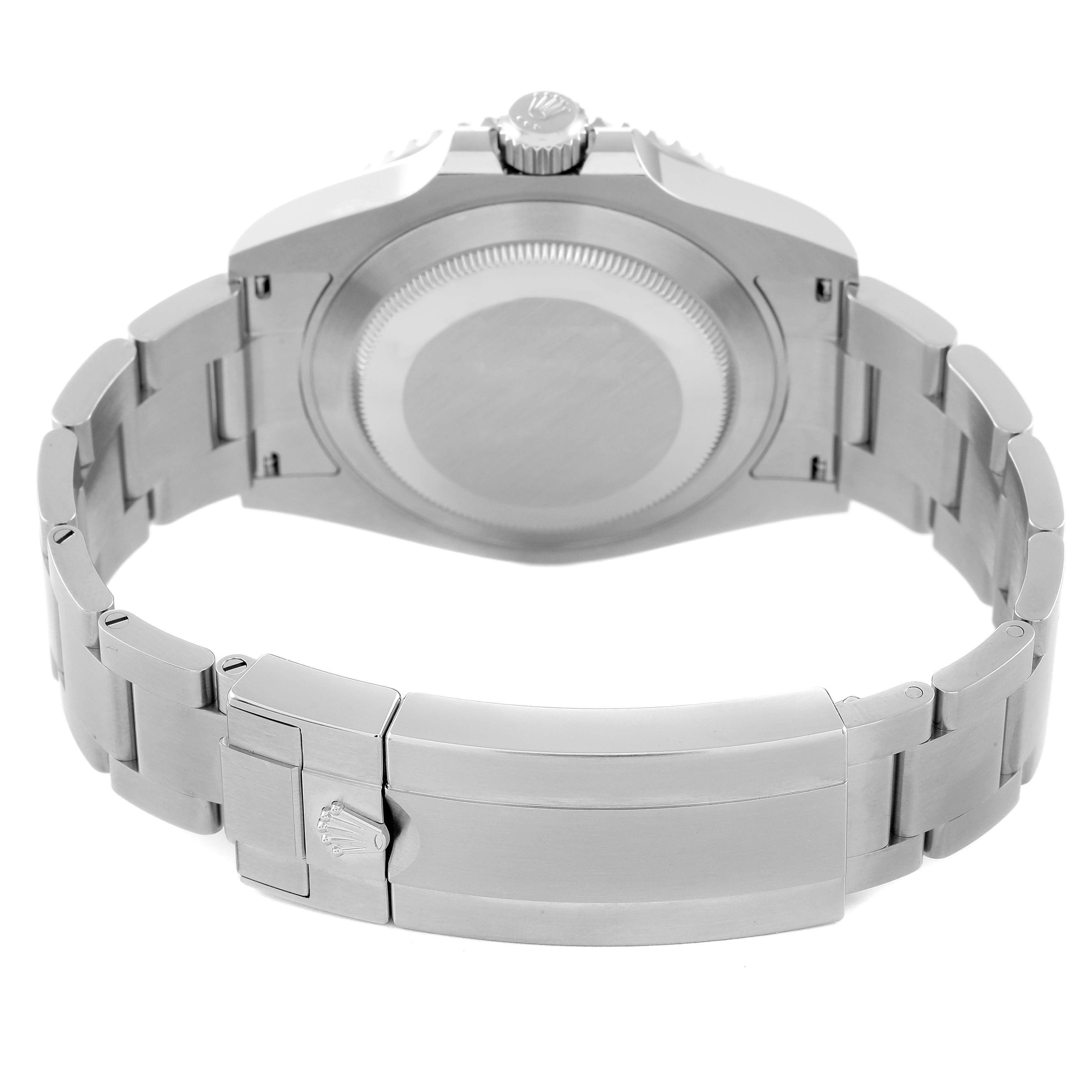 The image shows the back view of a Rolex Submariner 126610 Men
s Stainless Steel Black Dial 126610 Men
s Stainless Steel Black Dial, highlighting the bracelet and case back.