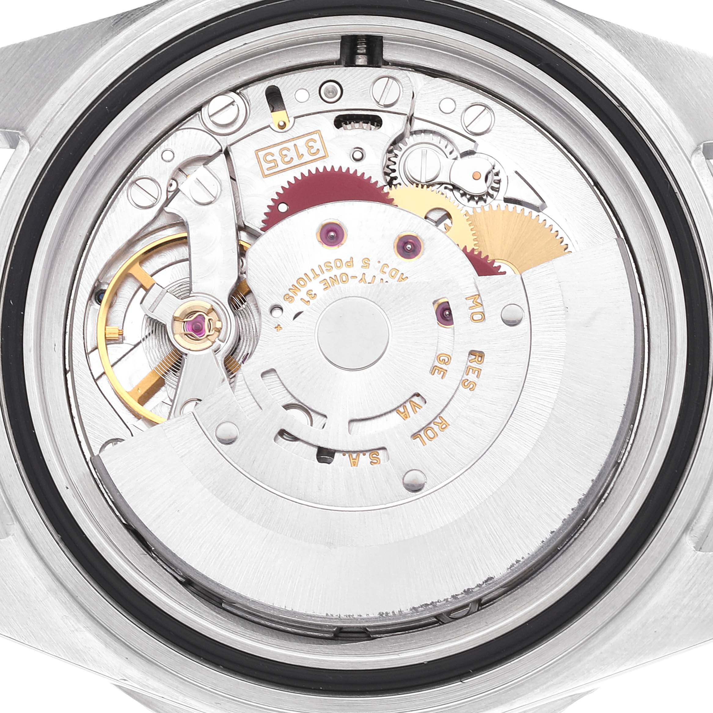This image shows the internal movement mechanism from the back of a Rolex Submariner 16610 Men
s Stainless Steel Black Dial 16610 Men
s Stainless Steel Black Dial watch.