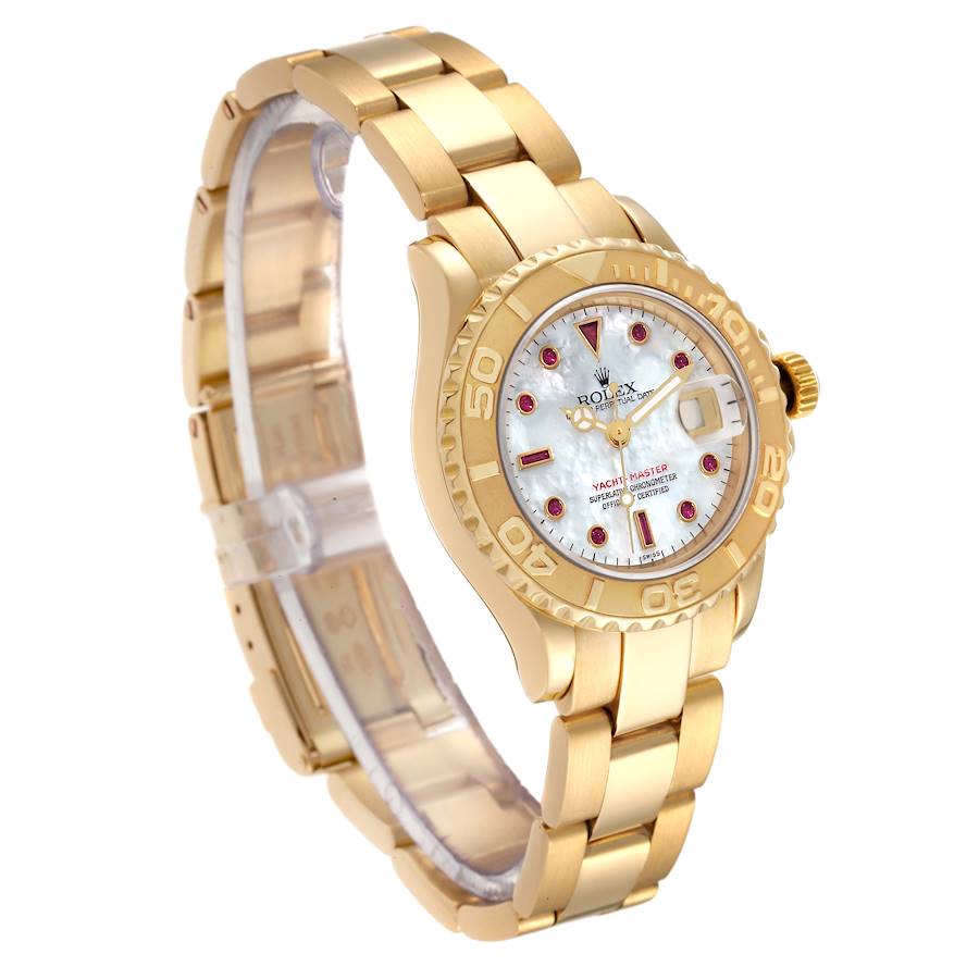 Rolex Yachtmaster 18k Yellow Gold Mother of Peal Dial with Ruby