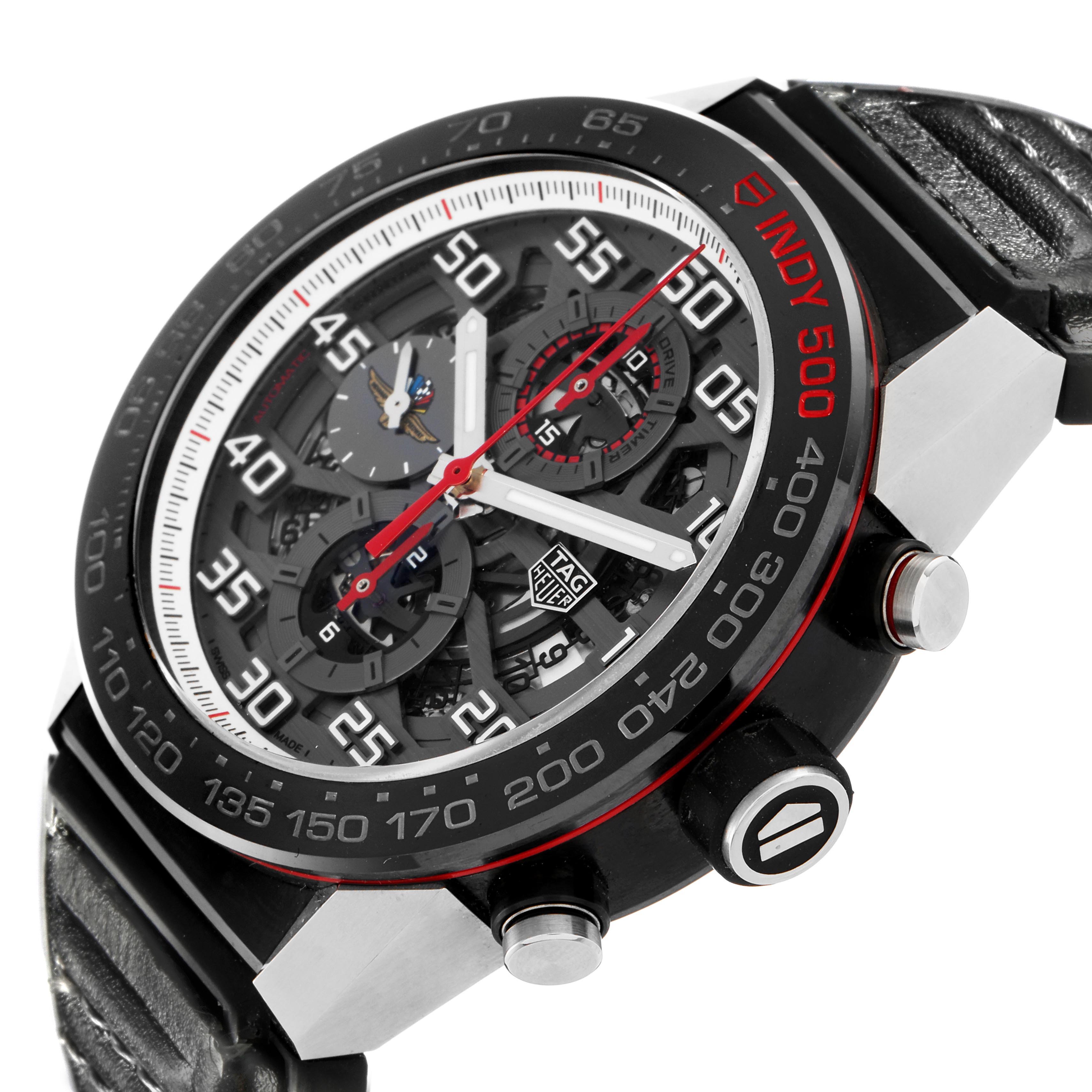 The Tag Heuer Carrera CAR2A1D.FT6101 Men
s Titanium Grey Dial CAR2A1D.FT6101 Men
s Titanium Grey Dial watch is shown at a three-quarter angle, displaying the face, bezel, subdials, crown, and strap.