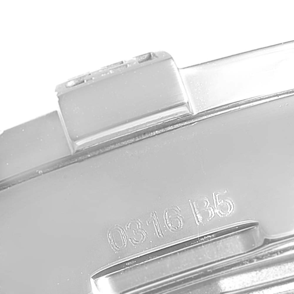 This close-up image shows the side of the clasp mechanism from a Breitling Avenger A32390 Men's Stainless Steel Blue Dial A32390 Men's Stainless Steel Blue Dial watch.