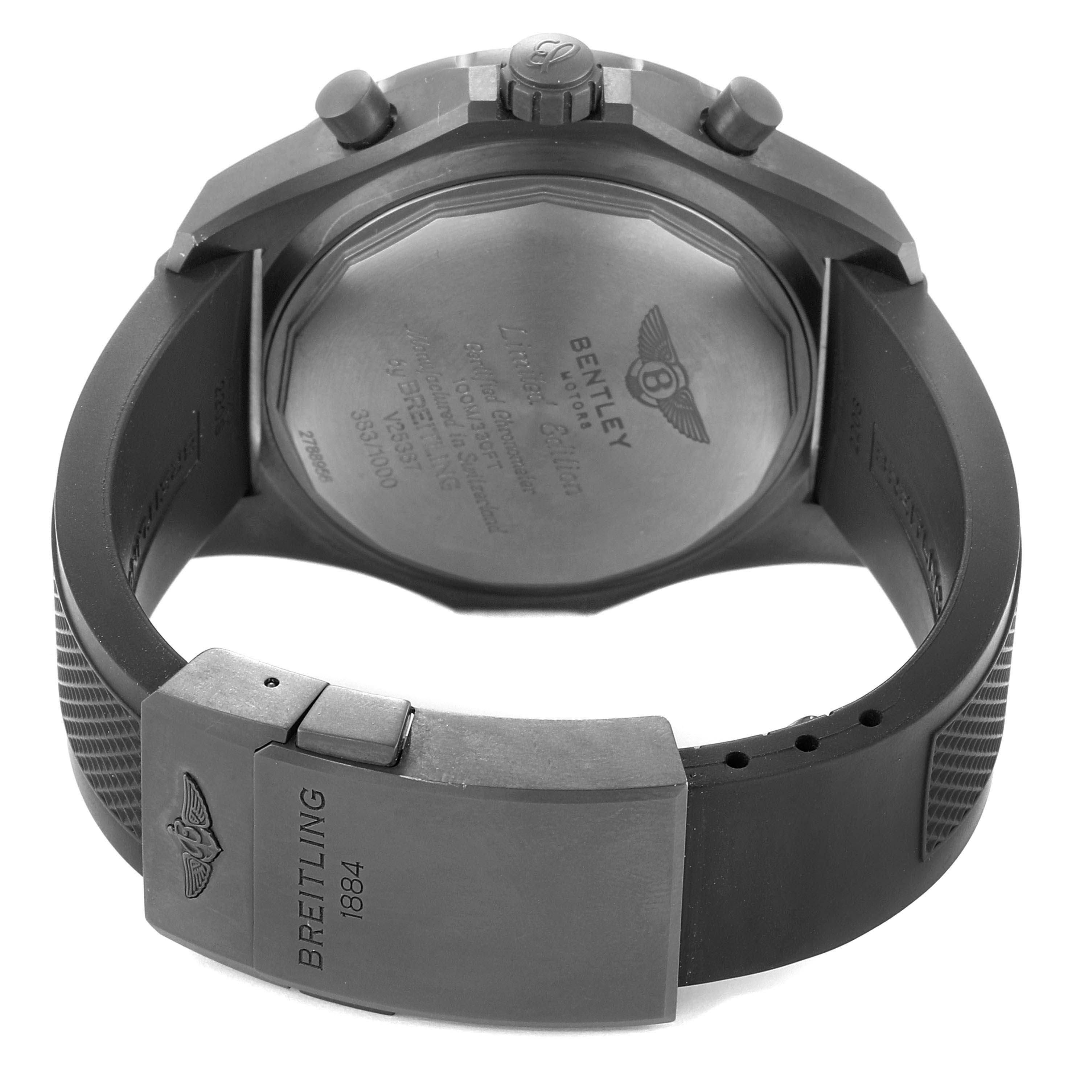 The image shows the back and the clasp of a Bentley model watch by Breitling.