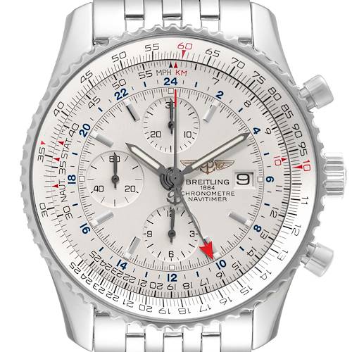 Photo of Breitling Navitimer World Silver Dial Steel Mens Watch A24322