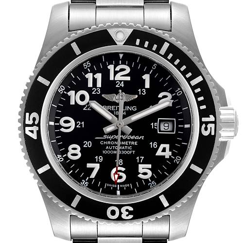 Photo of Breitling Superocean II 44 Black Dial Steel Mens Watch A17392 Box Papers