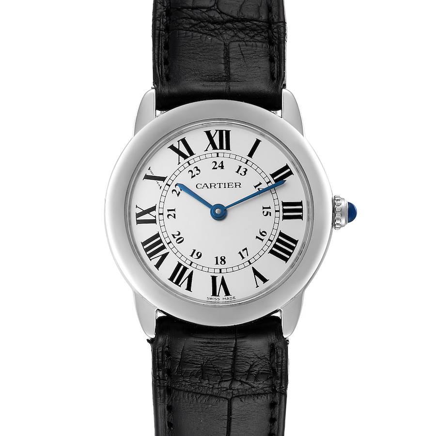 Cartier Ronde Solo Black Strap Steel Ladies Watch W6700155 SwissWatchExpo
