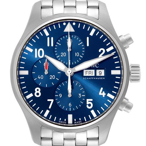 Photo of IWC Pilot Le Petit Prince Blue Dial Steel Chronograph Mens Watch IW377717
