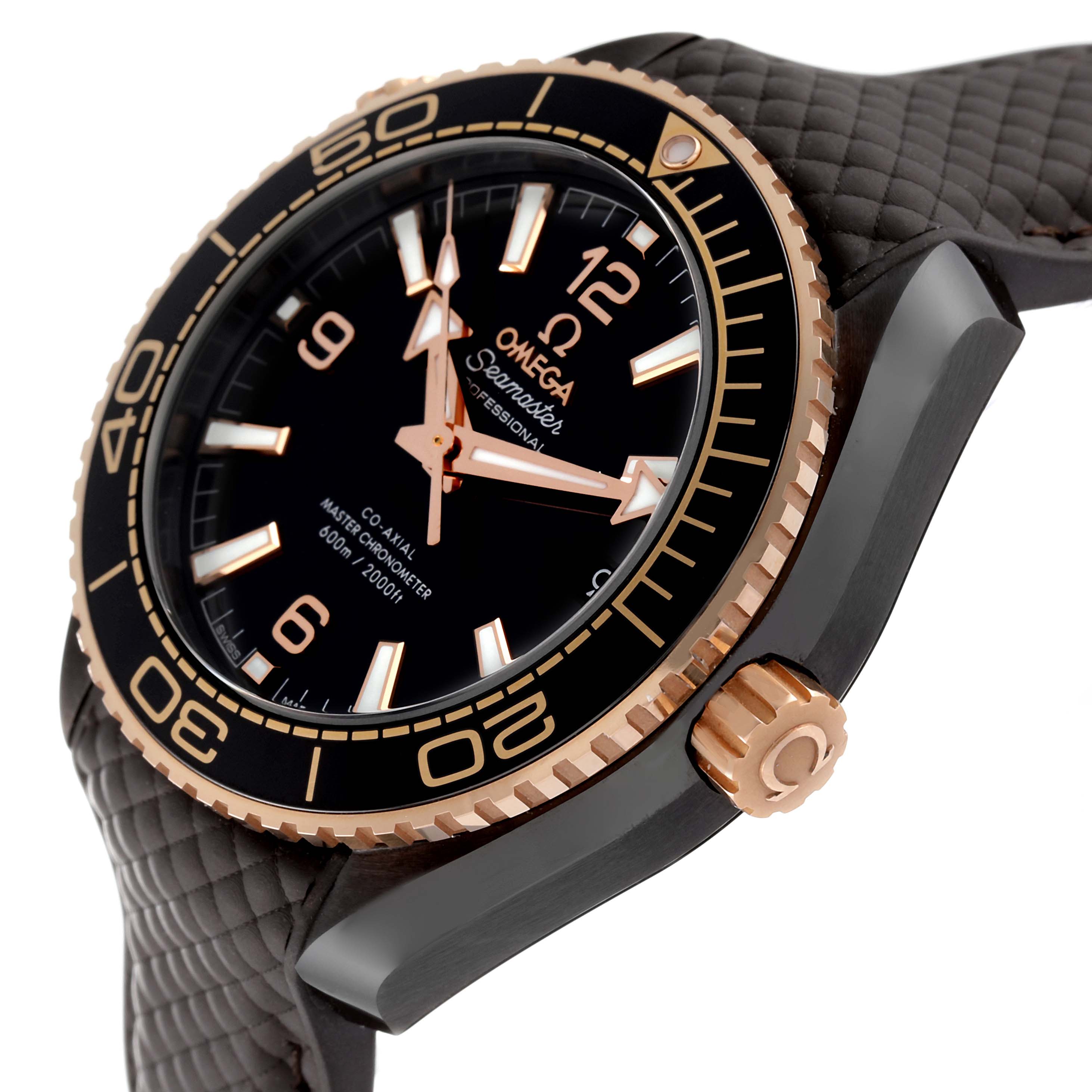 Omega Planet Ocean Rose Gold Ceramic Mens Watch 215.62.40.20.13.001 Box ...