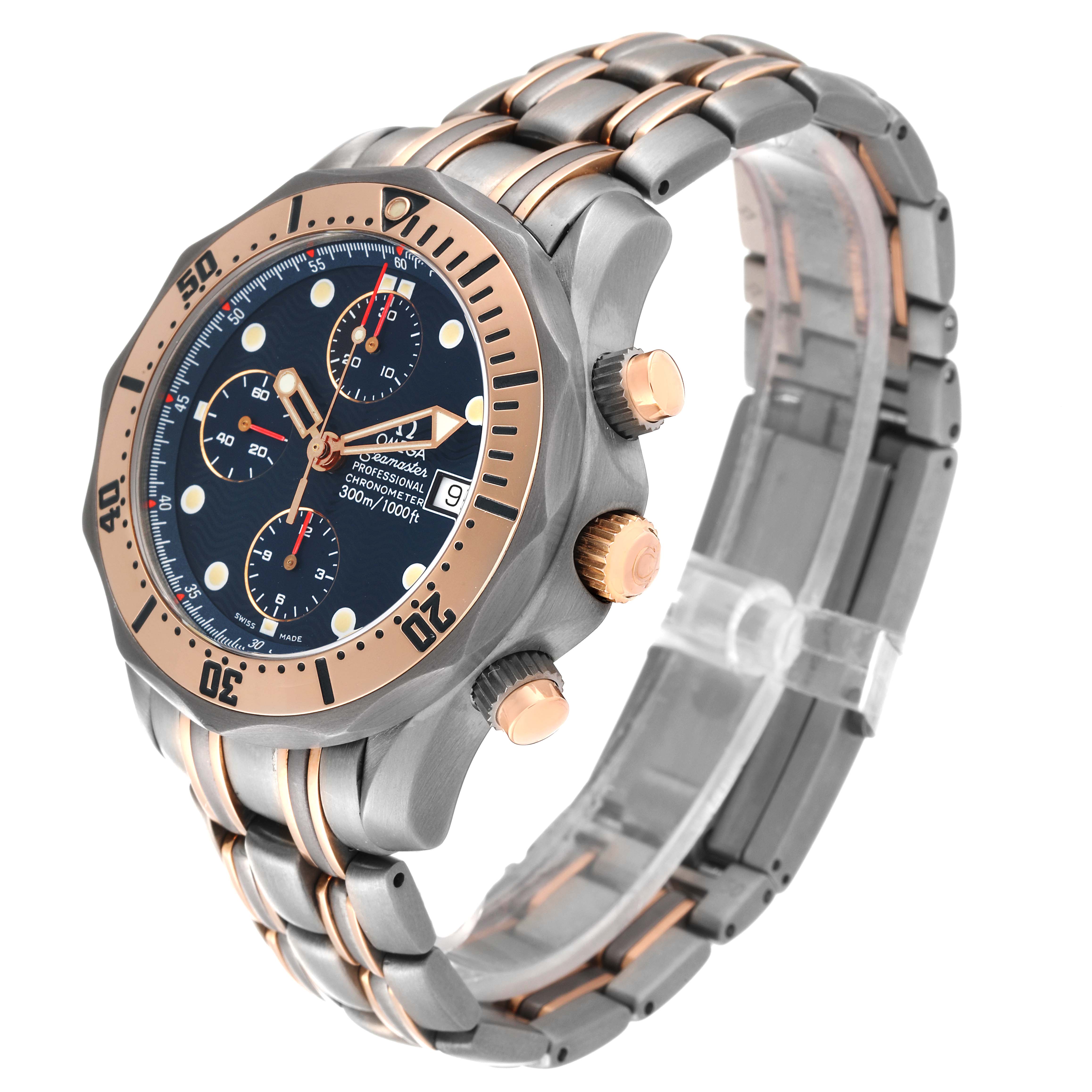 Omega Seamaster 41mm Titanium 18K Rose Gold Mens Watch 2296.80.00 ...