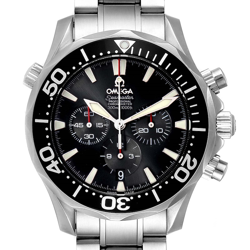 Omega Seamaster Chronograph Black Dial Watch 2594.52.00 Card SwissWatchExpo