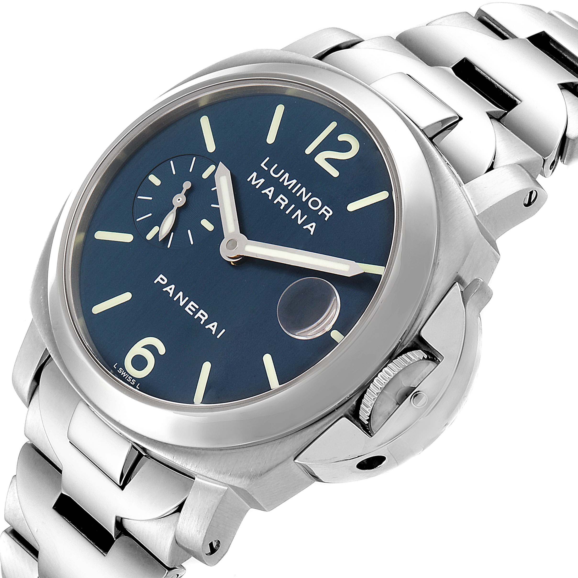 Panerai Luminor Marina Blue Dial Mens Watch PAM00120 Box Papers ...