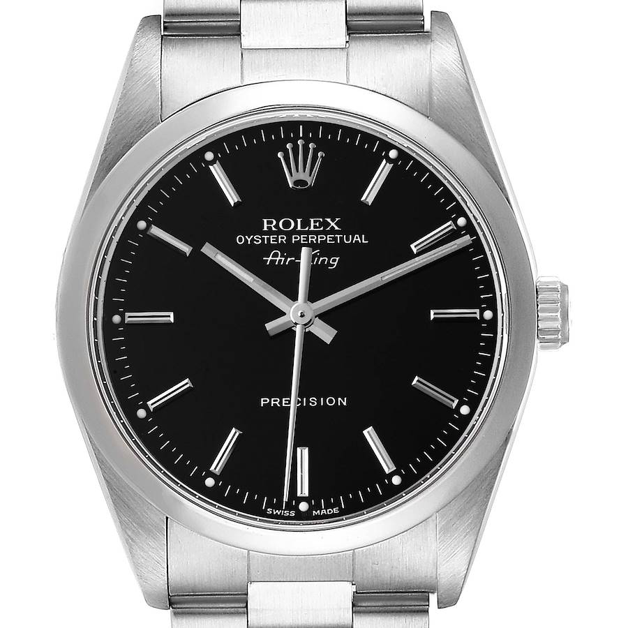 Rolex Air King Black Dial Domed Bezel Steel Mens Watch 14000 SwissWatchExpo