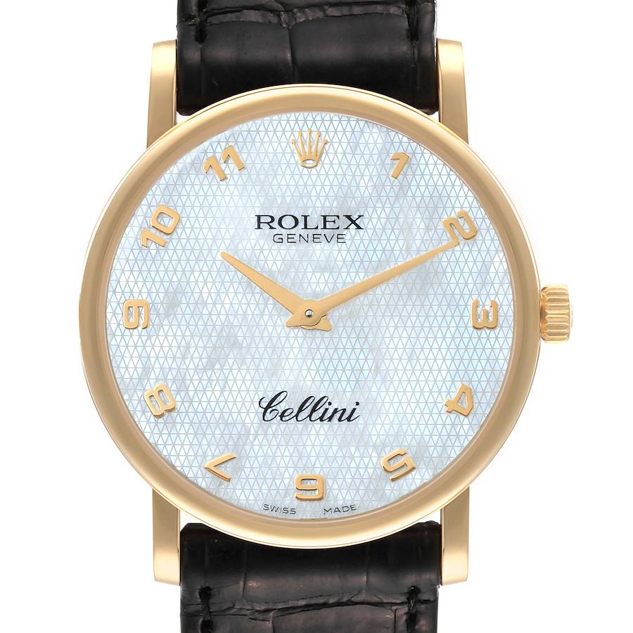 Rolex Cellini Classic Yellow Gold Mother of Pearl Dial Mens Watch 5115 Box Card SwissWatchExpo