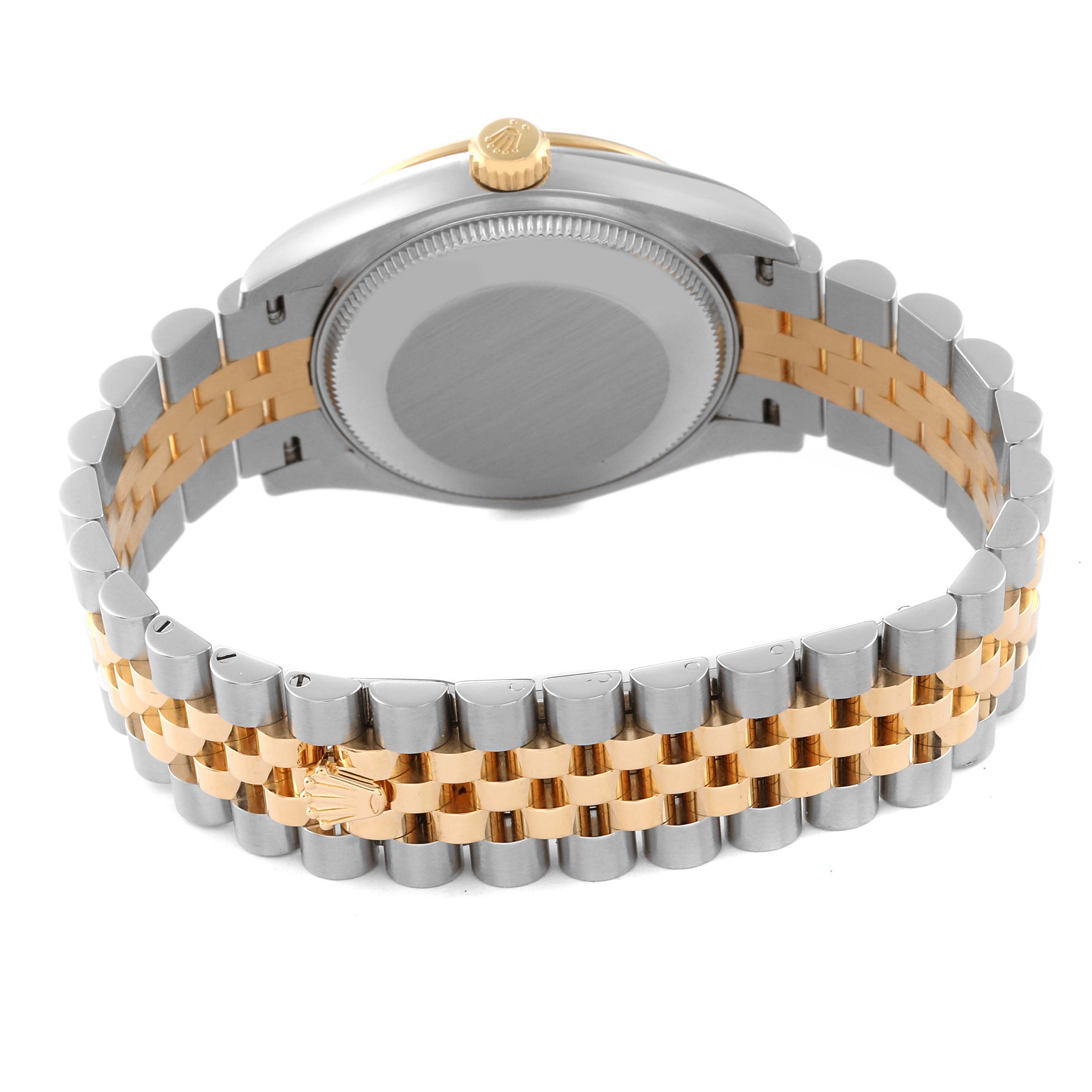 The image shows the back and bracelet of a Rolex Mid-Size 278273 Women's Steel and Gold (two tone) White Dial 278273 Women's Steel and Gold (two tone) White Dial model watch, highlighting its two-tone metal finish.