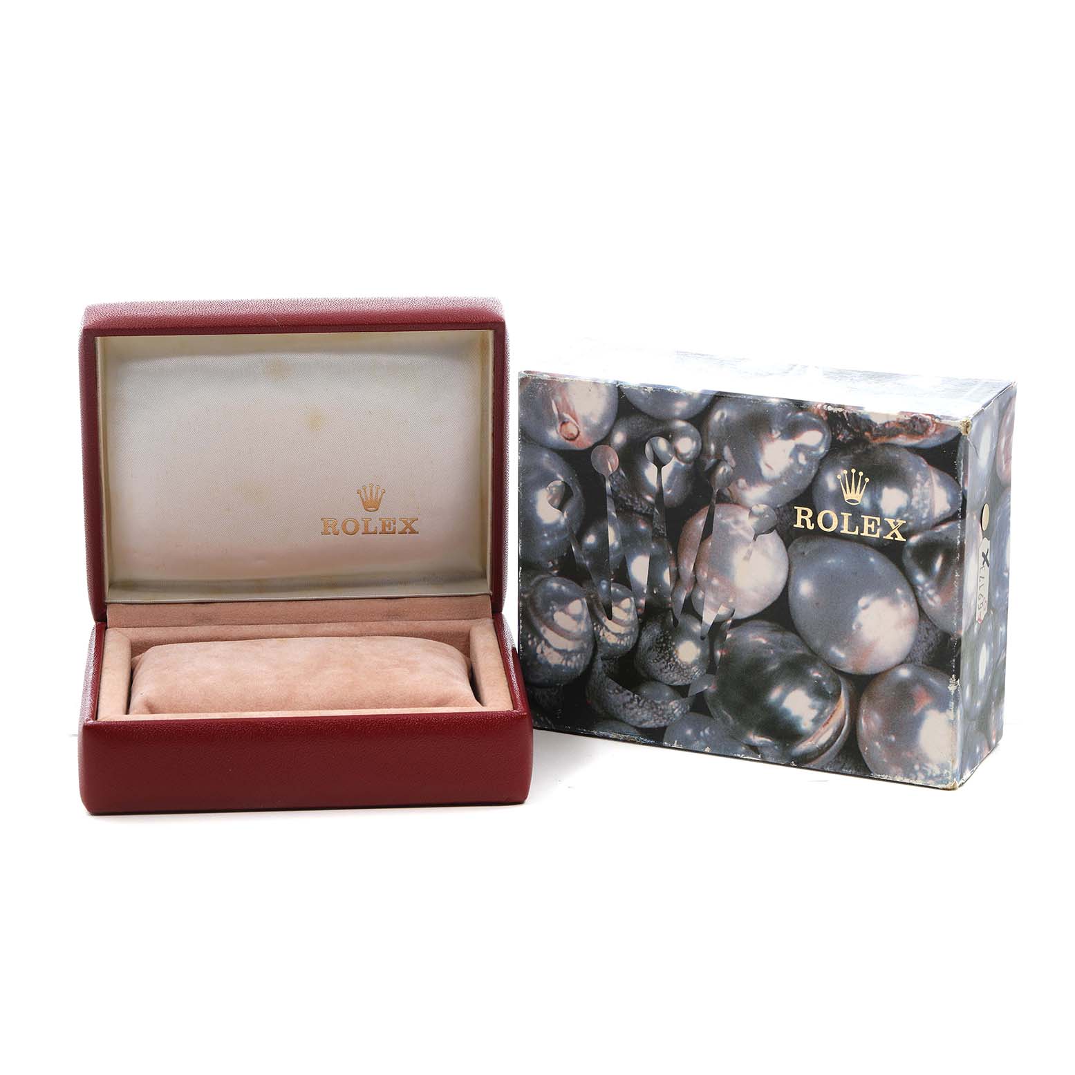The image shows an empty Rolex Datejust 69173 Women's Steel and Gold (two tone) White Dial box and its outer packaging, both at a front angle.