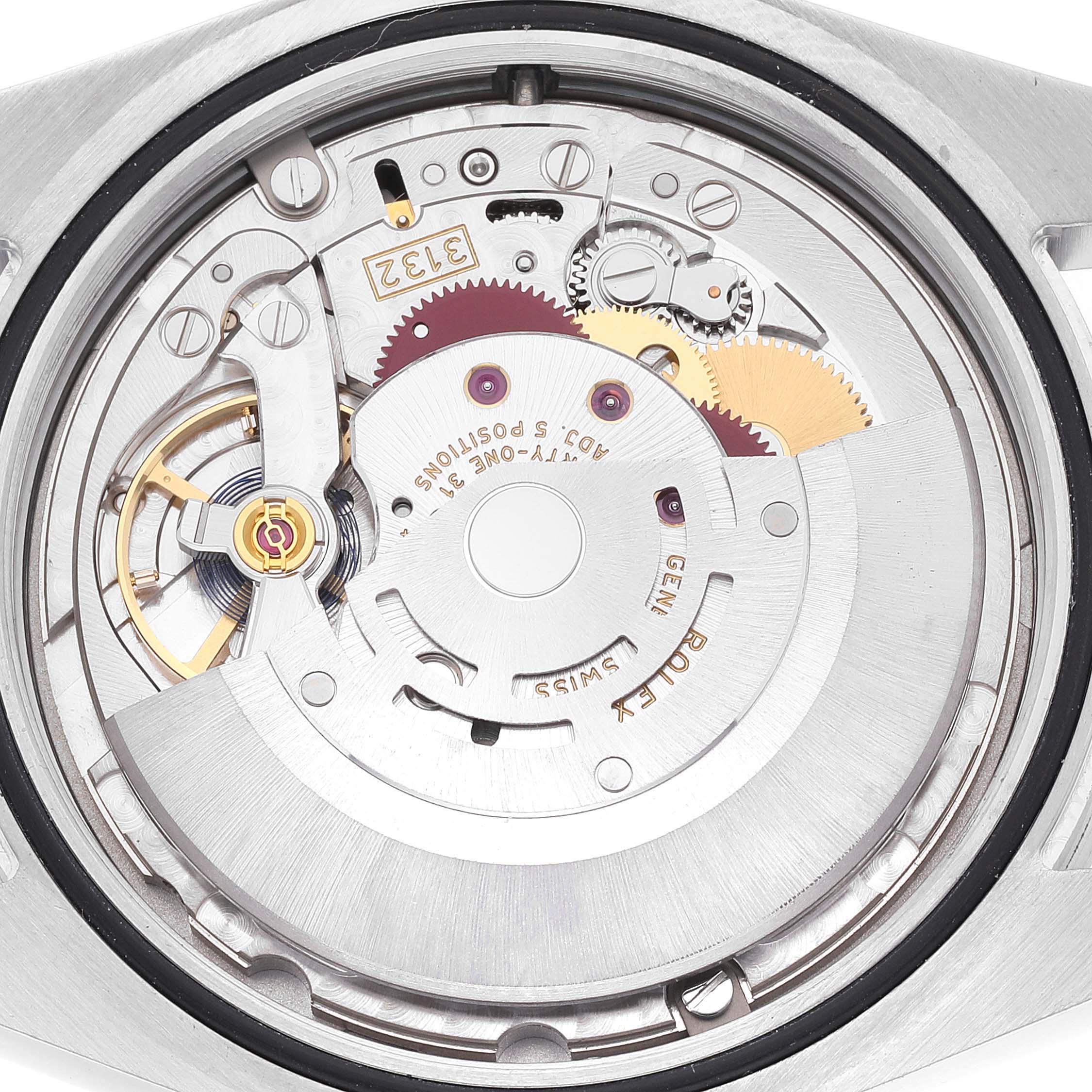This image shows a close-up of the internal movement mechanism of the Rolex Explorer 214270 Men's Stainless Steel Black Dial 214270 Men's Stainless Steel Black Dial watch.
