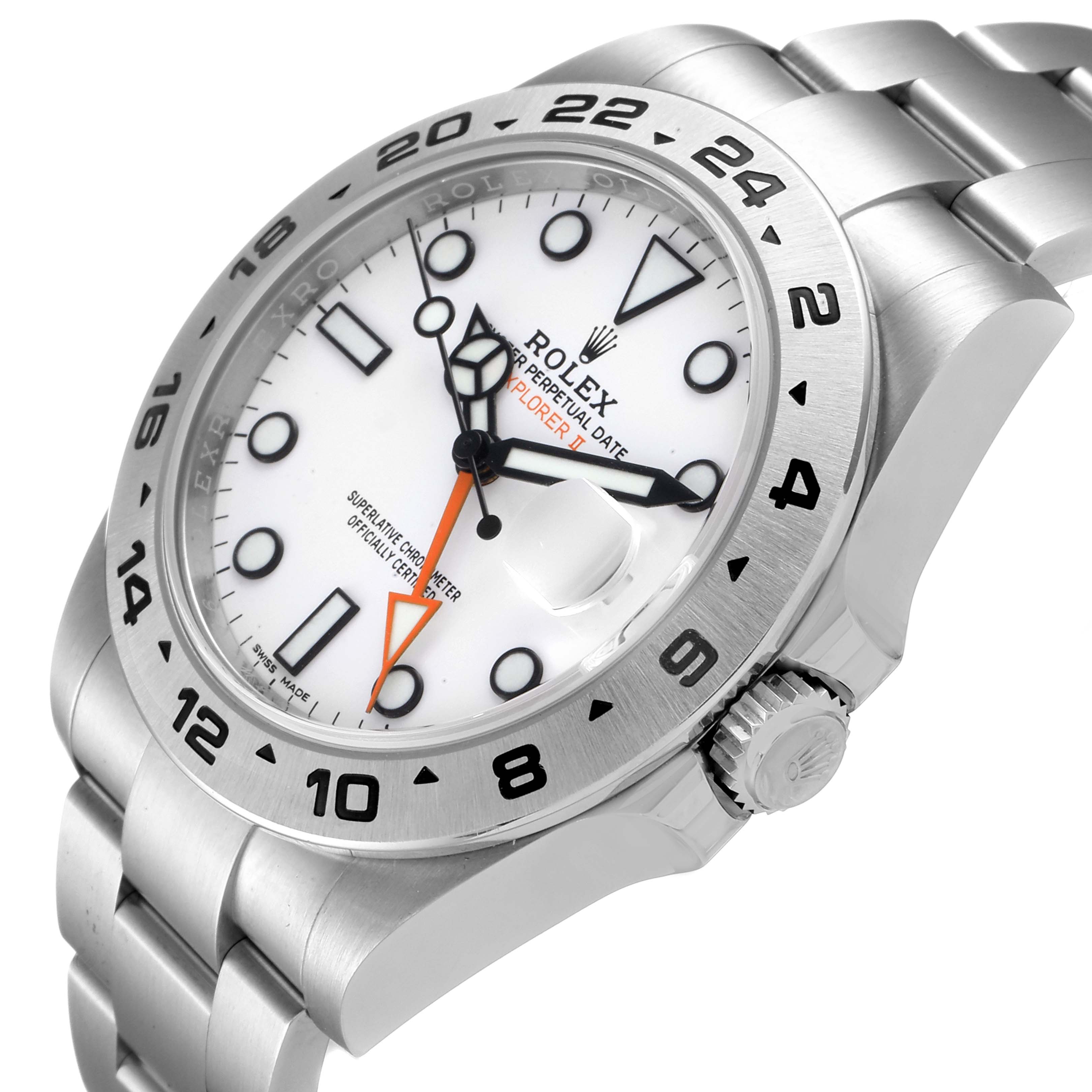 The image shows a Rolex Explorer 216570 Men
s Stainless Steel White Dial 216570 Men
s Stainless Steel White Dial watch at a slight angle, highlighting the face, bezel, and part of the bracelet.