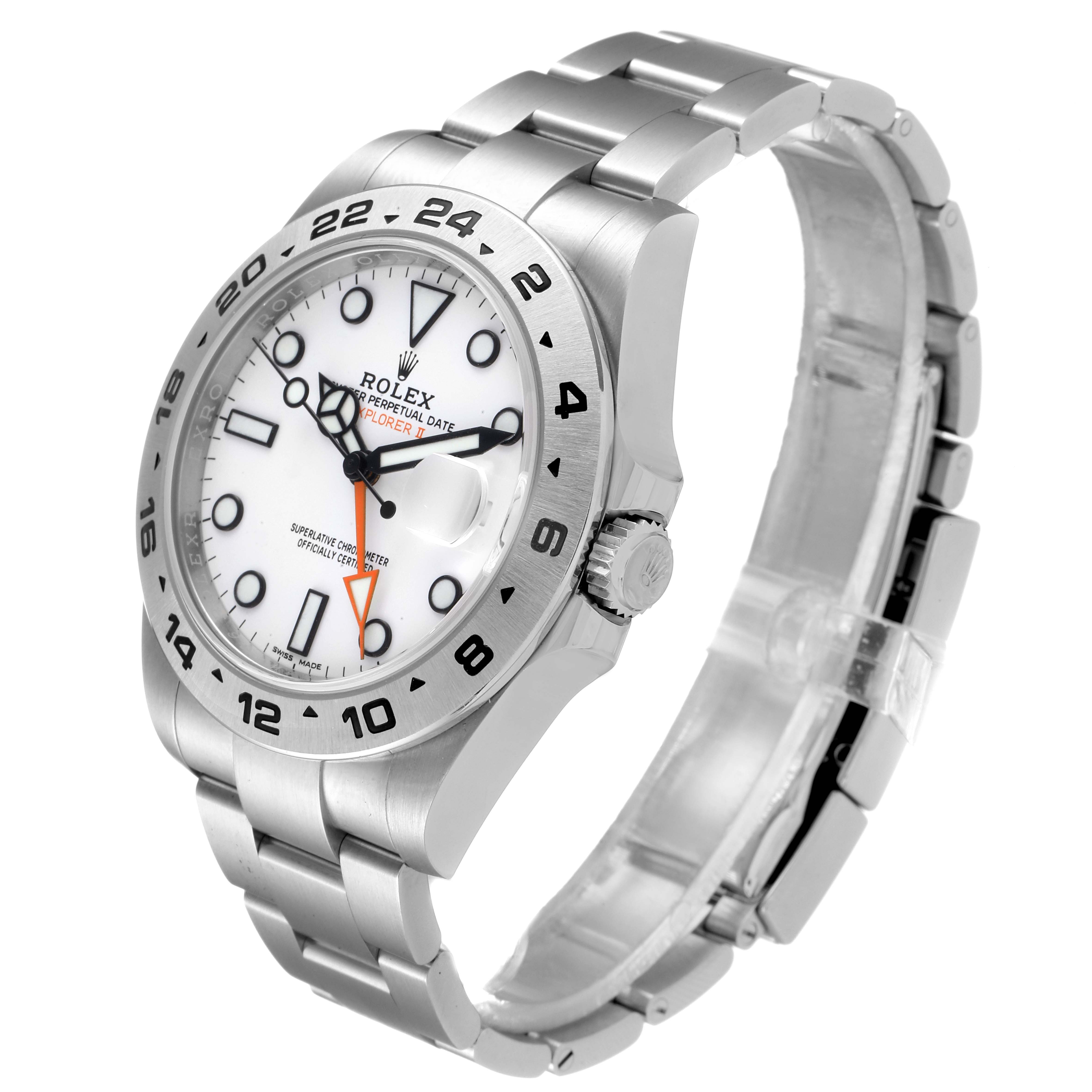 The image shows a side angle of a Rolex Explorer 216570 Men
s Stainless Steel White Dial 216570 Men
s Stainless Steel White Dial watch, highlighting the dial, bracelet, crown, and bezel.