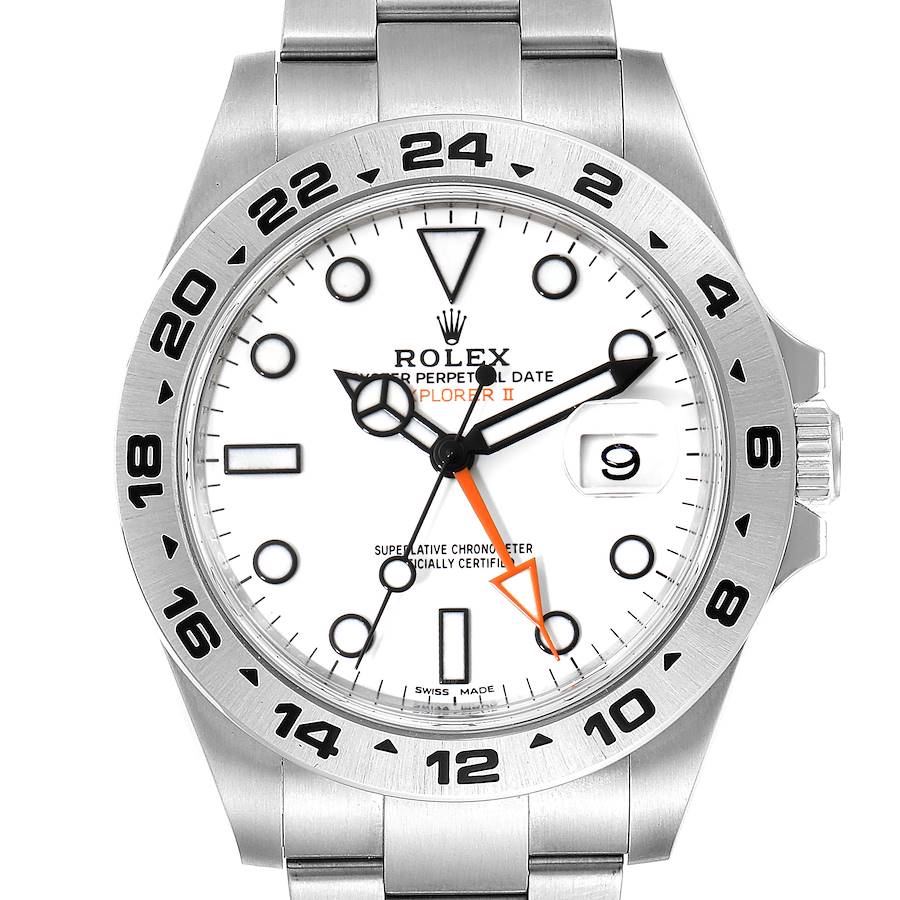 Rolex Explorer II 42 White Dial Orange Hand Mens Watch 216570 Box Card SwissWatchExpo