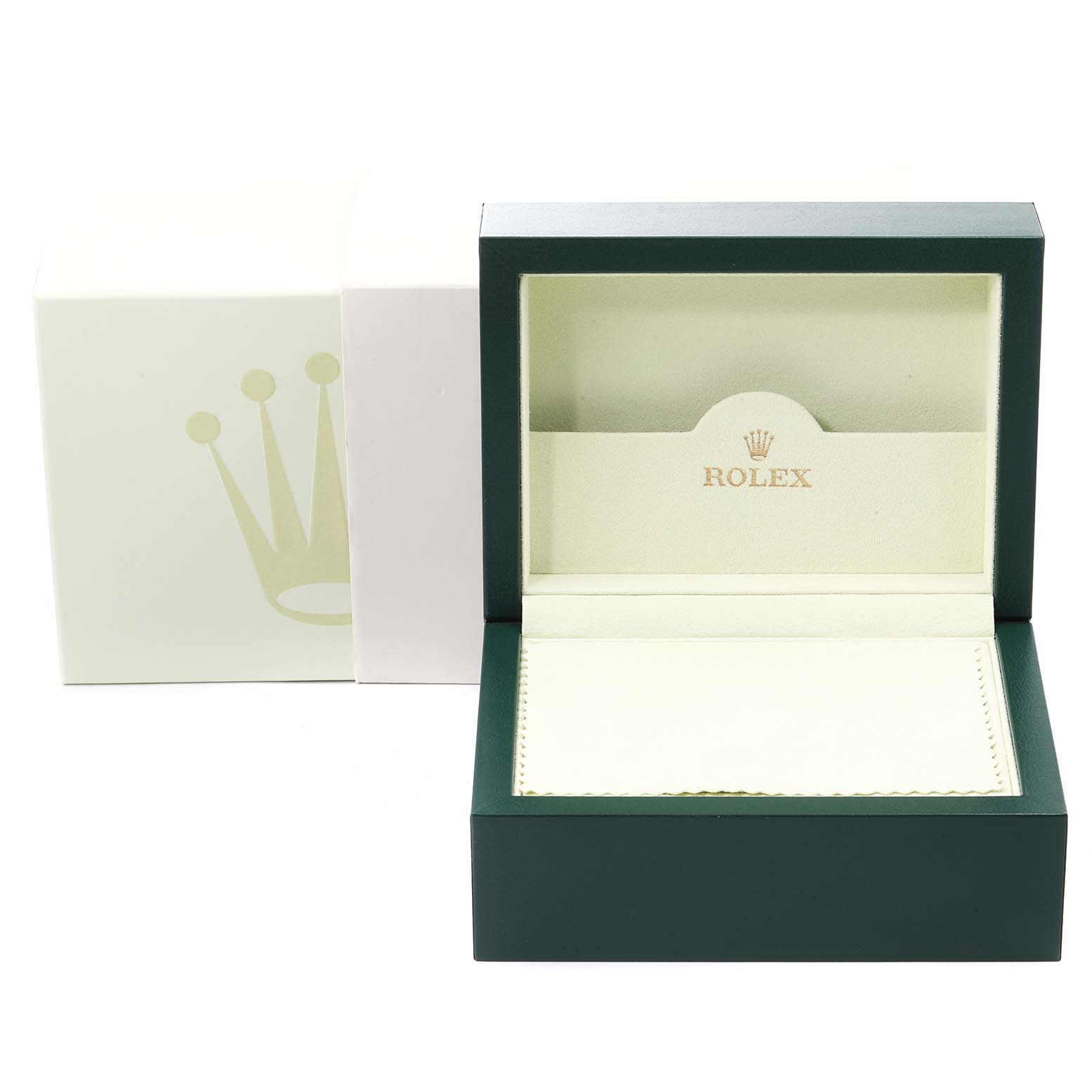 This image shows an open Rolex GMT-Master 16700 Men
s Stainless Steel Black Dial 16700 Men
s Stainless Steel Black Dial watch box and outer packaging from a frontal angle.