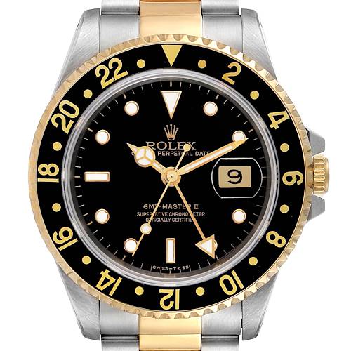 Photo of Rolex GMT Master II Yellow Gold Steel Oyster Bracelet Mens Watch 16713