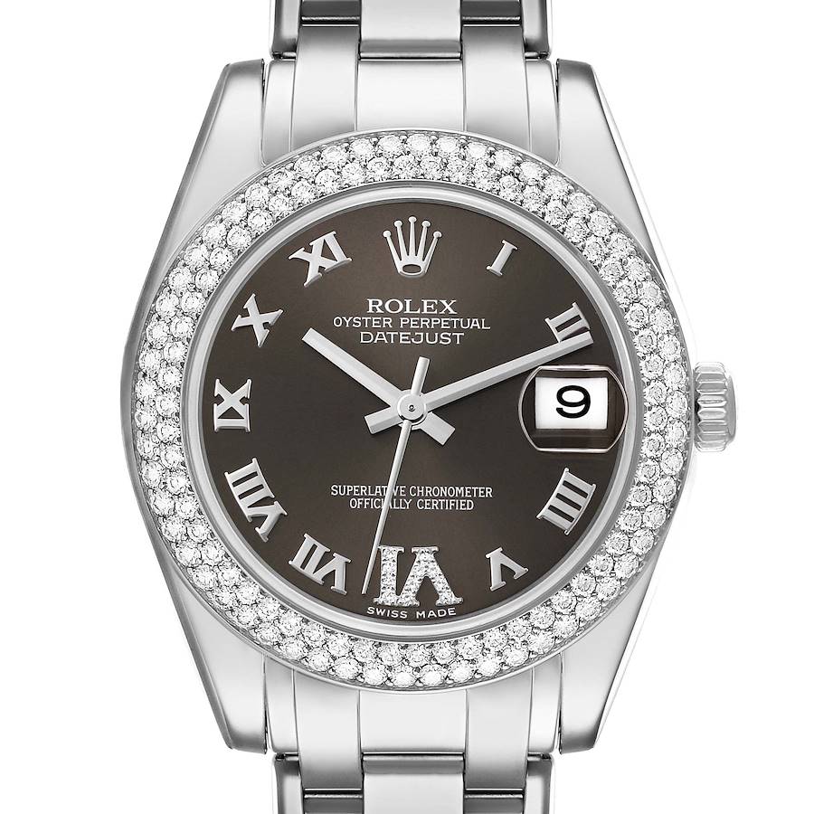 Rolex Pearlmaster 34 White Gold Diamond Dial Ladies Watch 81339 Box Card SwissWatchExpo