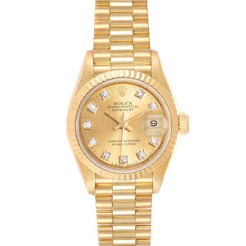 Rolex President Datejust Yellow Gold Diamond Ladies Watch 69178 SwissWatchExpo