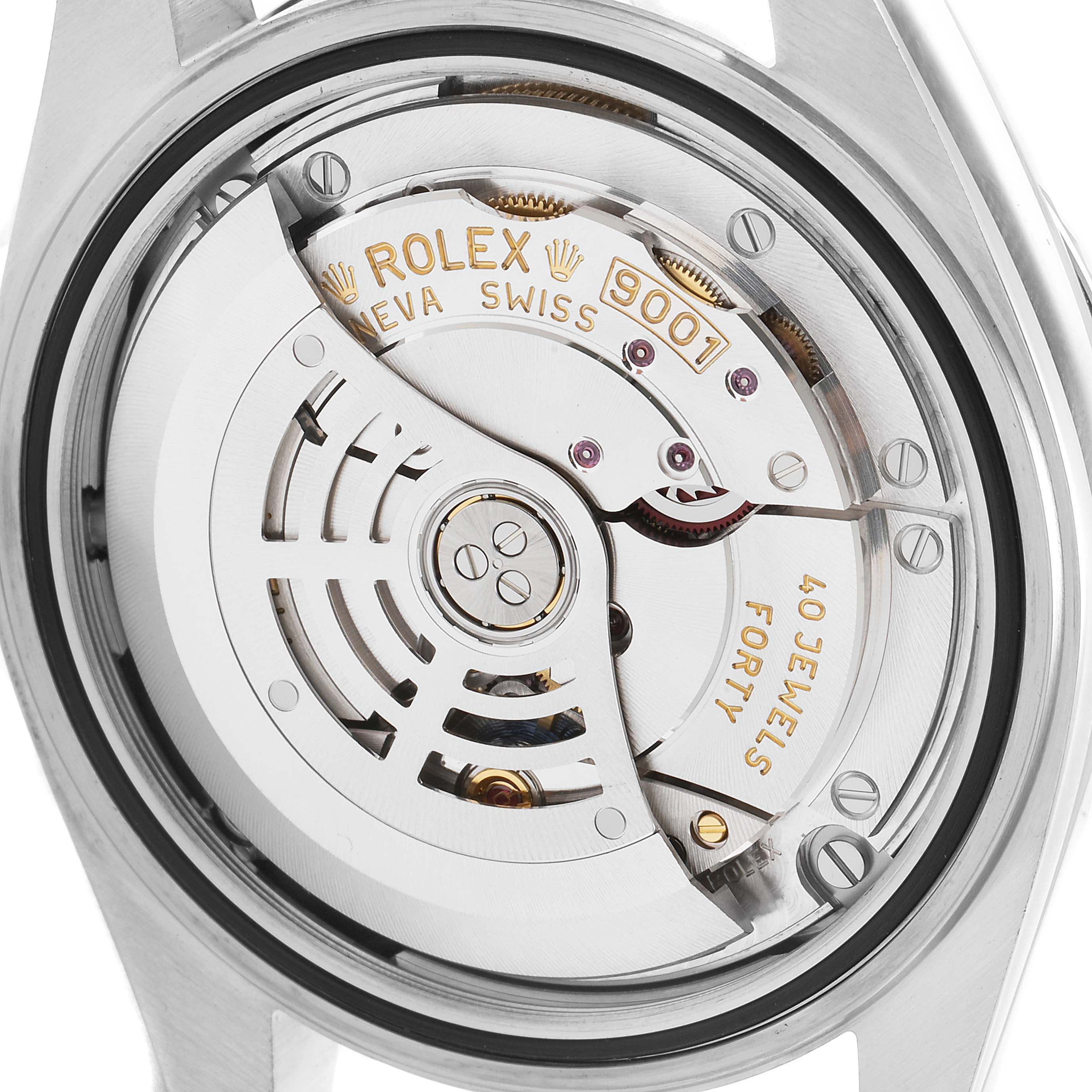 The image shows the back view of a Rolex Sky-Dweller 326934 Men's Stainless Steel Black Dial 326934 Men's Stainless Steel Black Dial, focusing on its exposed movement and intricate mechanisms.