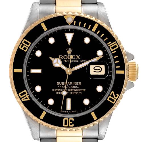 Photo of Rolex Submariner Steel 18K Yellow Gold Black Dial Mens Watch 16803
