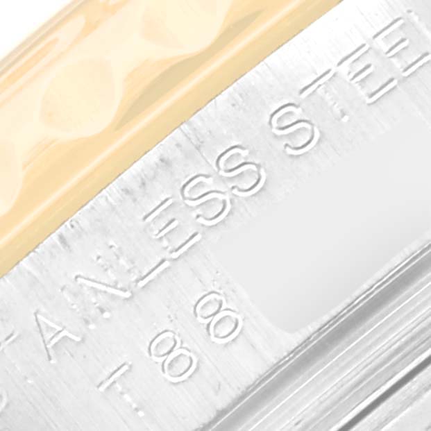 Close-up view showing the stainless steel part of the Rolex Yacht-Master 69623 Women's Steel and Gold (two tone) White Dial 69623 Women's Steel and Gold (two tone) White Dial watch.