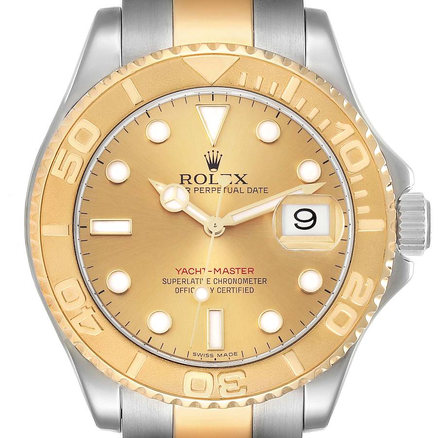 Rolex Yachtmaster Steel Yellow Gold Champagne Dial Mens Watch 16623 ADD TWO LINKS SwissWatchExpo