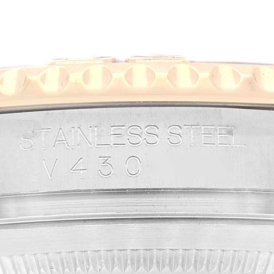This image shows a close-up of the side of the Rolex Yacht-Master 16623 Men's Steel and Gold (two tone) Grey Dial 16623 Men's Steel and Gold (two tone) Grey Dial watch, highlighting the stainless steel case and part of the bezel.
