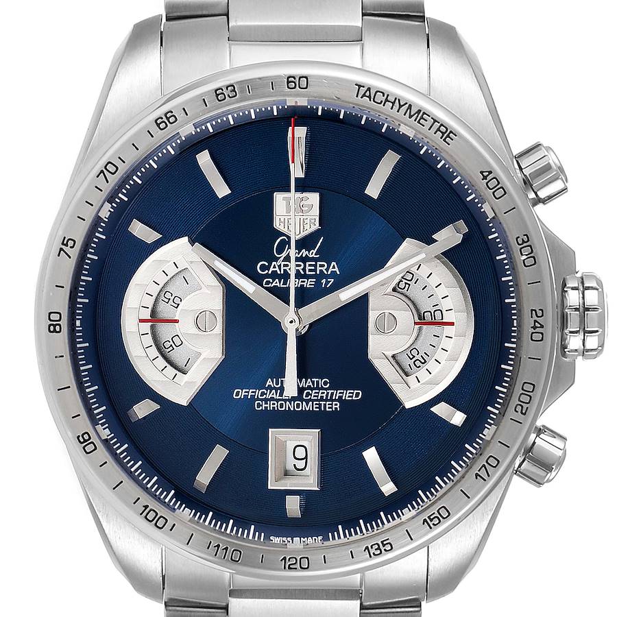 Tag Heuer Grand Carrera Blue Dial Limited Edition Steel Mens Watch CAV511F SwissWatchExpo