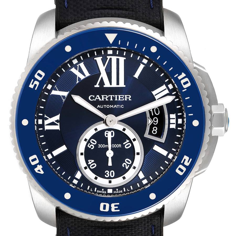 Cartier Calibre Diver Stainless Steel Blue Dial Watch WSCA0010 Box Papers SwissWatchExpo