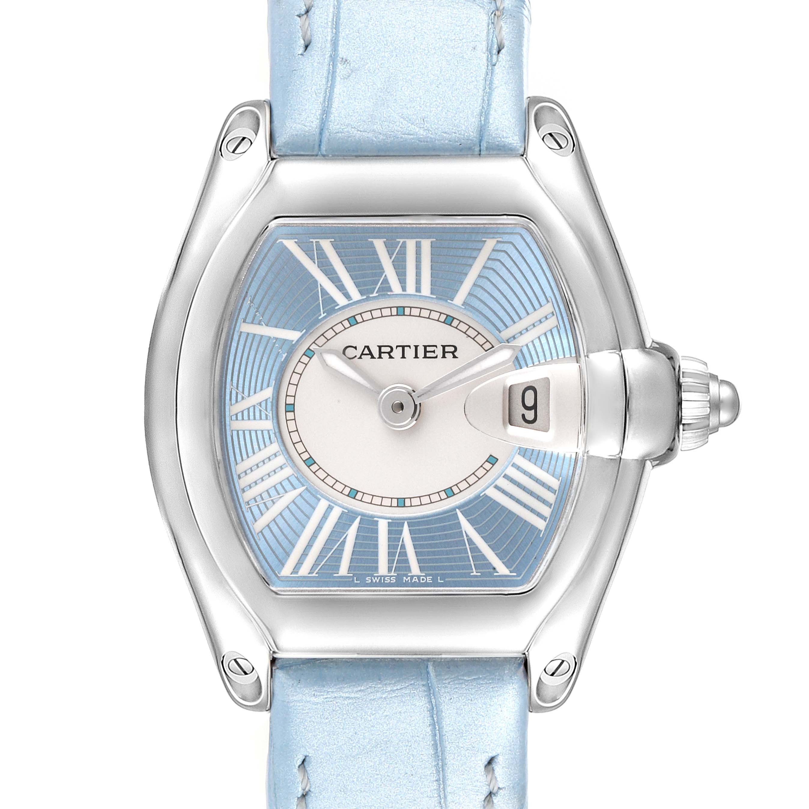 Cartier Roadster Blue Dial Blue Strap Steel Ladies Watch W62053V3