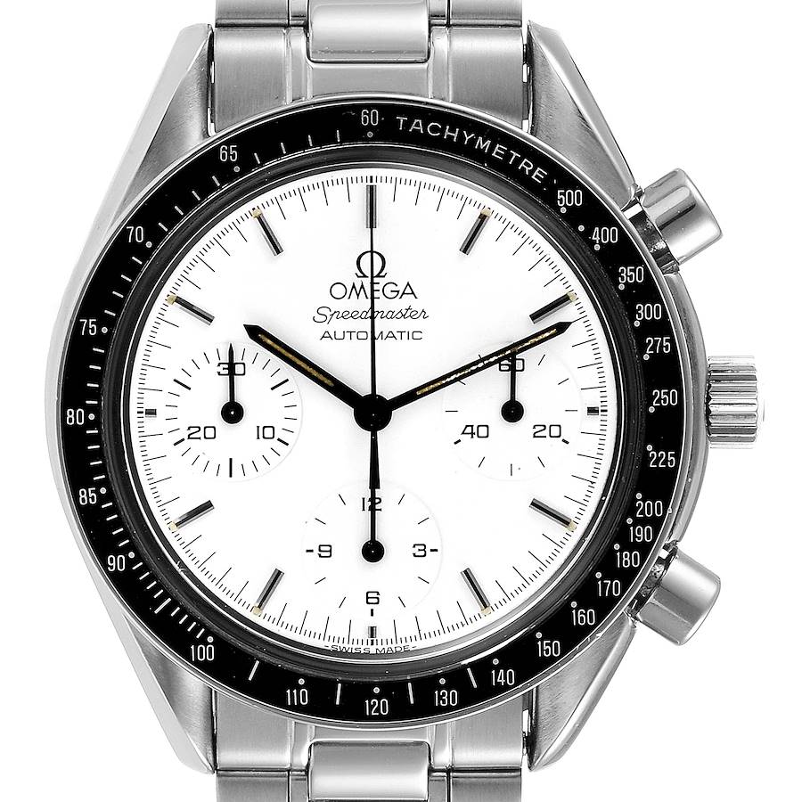 Omega Speedmaster Reduced Albino White Dial Steel Mens Watch 3510.20.00 SwissWatchExpo
