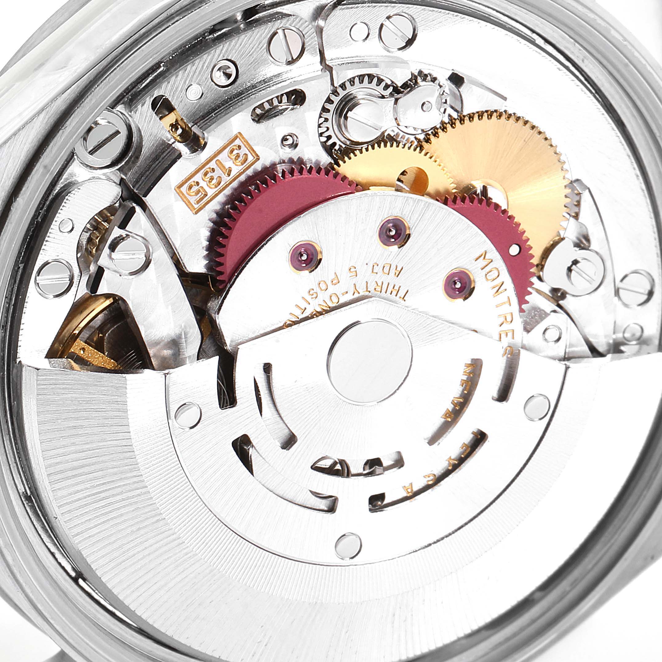 This image shows the detailed internal mechanism and gears of a Rolex Date 15200 Men's Stainless Steel Silver Dial 15200 Men's Stainless Steel Silver Dial model watch.
