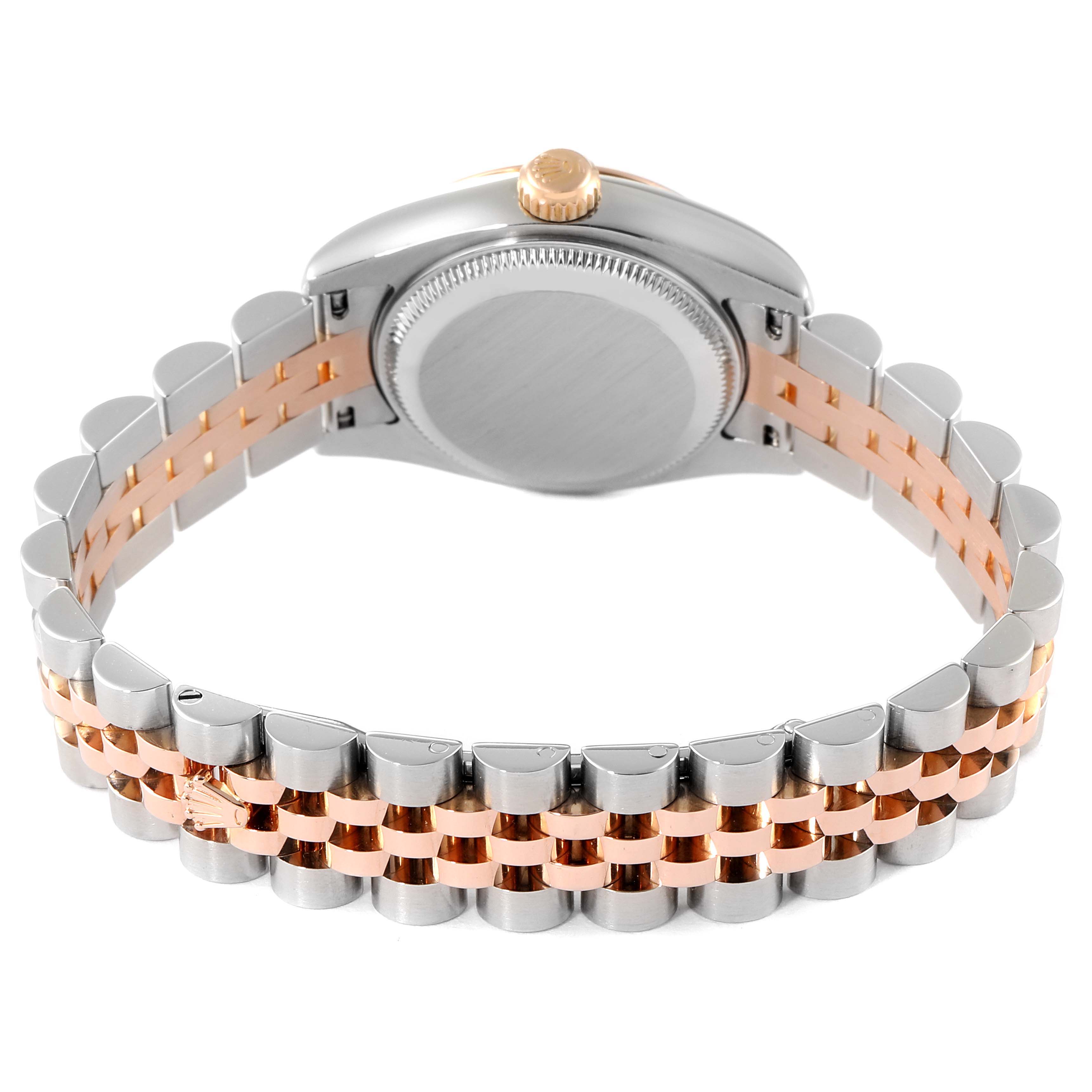 The image shows the back and bracelet of a Rolex Datejust 179161 Women's Steel and Gold (two tone) Silver Dial 179161 Women's Steel and Gold (two tone) Silver Dial watch in a two-tone metal finish.