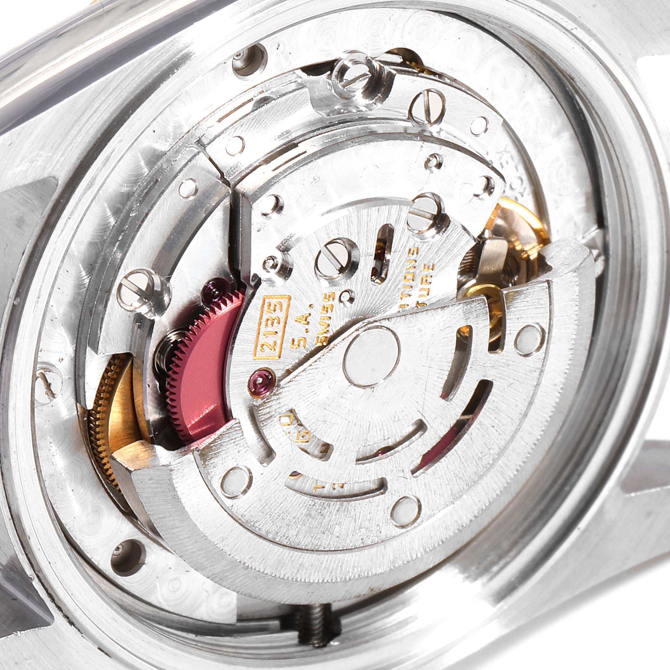 This image shows the internal mechanism of a Rolex Mid-Size 68273 Women
s Steel and Gold (two tone) Champagne Dial 68273 Women
s Steel and Gold (two tone) Champagne Dial model watch from a close-up angle.