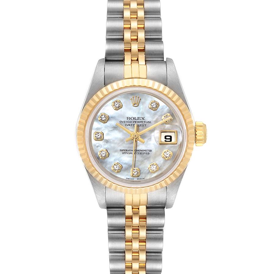 Rolex Datejust Steel Yellow Gold MOP Diamond Dial Ladies Watch 69173 SwissWatchExpo