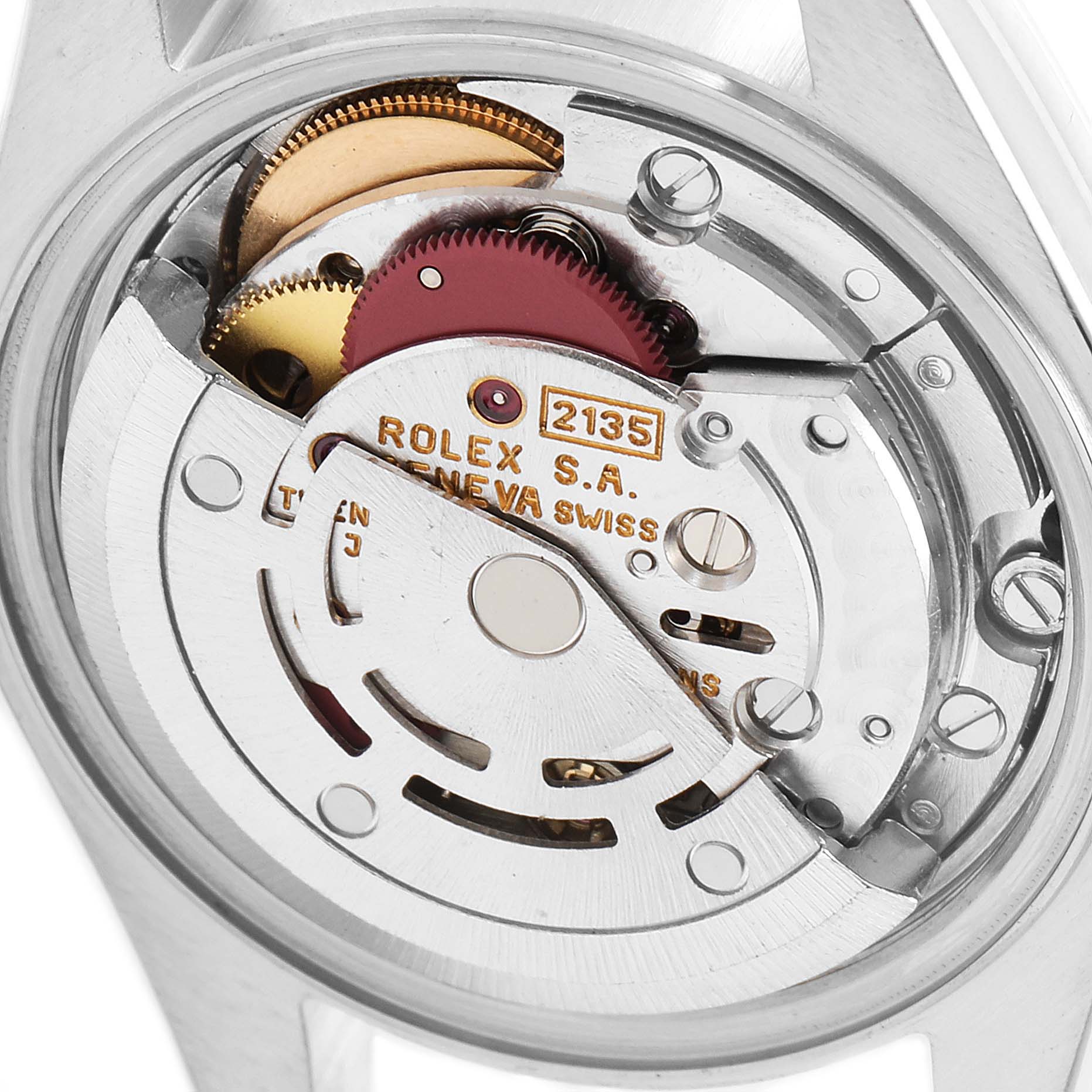 This is the movement mechanism of a Rolex Datejust 69173 Women
s Steel and Gold (two tone) Silver Dial 69173 Women
s Steel and Gold (two tone) Silver Dial, viewed from the back.