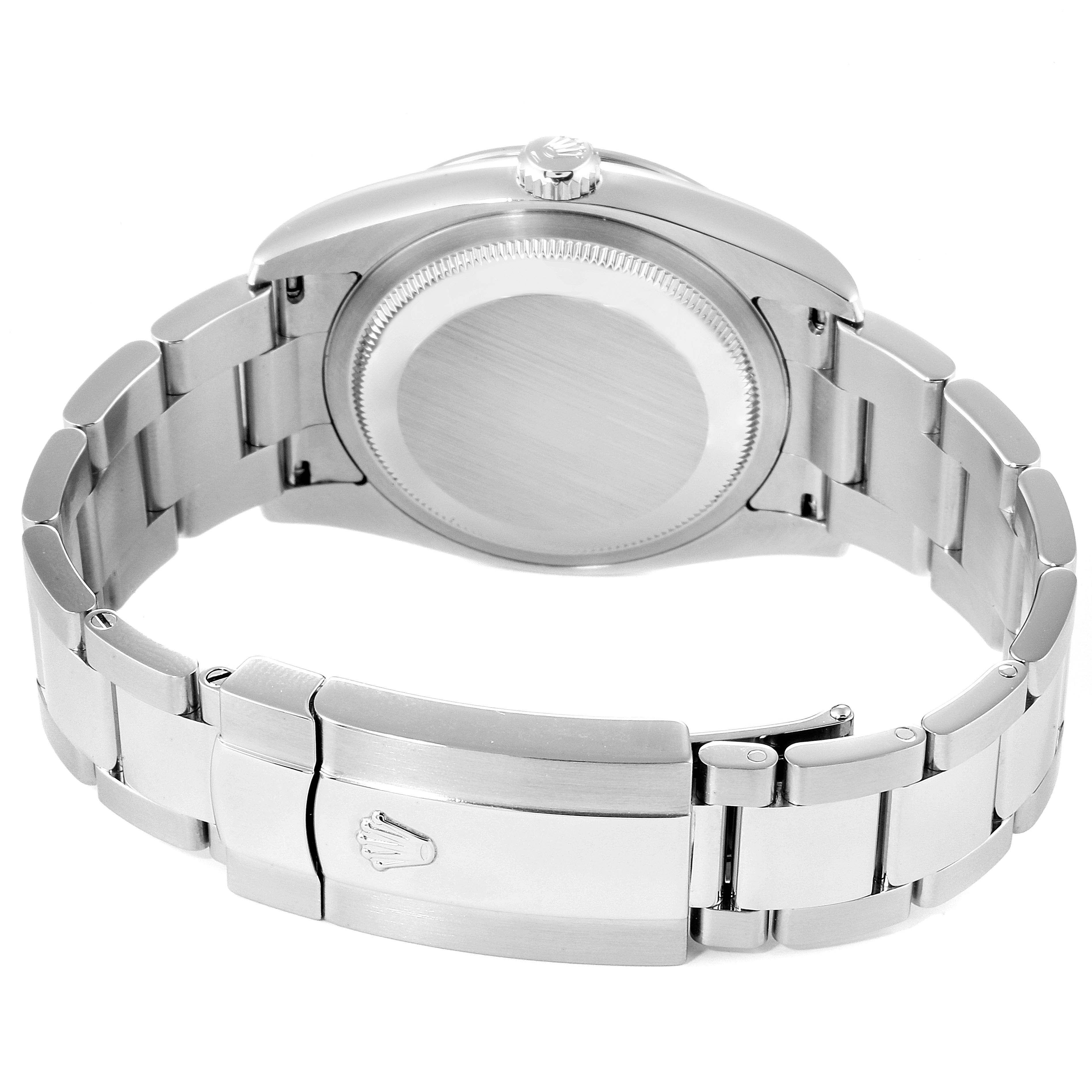 The image shows the back view of a Rolex Turn-o-Graph 116264 Men's Stainless Steel Black Dial 116264 Men's Stainless Steel Black Dial watch, highlighting its case and metal bracelet with clasp.